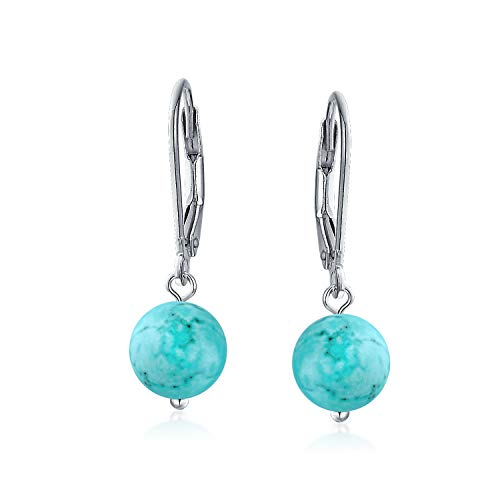 925 Sterling Silver Natural Gemstone 8MM Ball Drop Earrings - Product Imagery