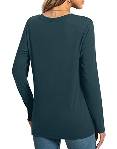 Women Tunic Tops, Long Sleeve Crewneck Shirt Twist Front Blouse - Product Imagery