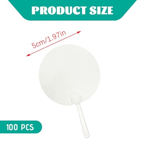 Plastic Round Handheld Fans, 100Pcs Blank Pocket Fans, Clear - Product Imagery