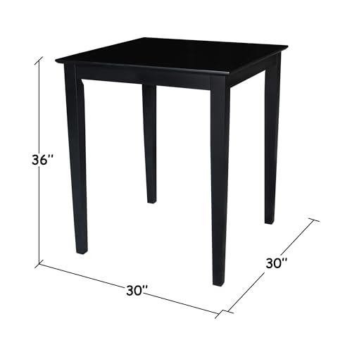 Solid Wood Top Dining Table, 36 Inch High, Black - Product Imagery
