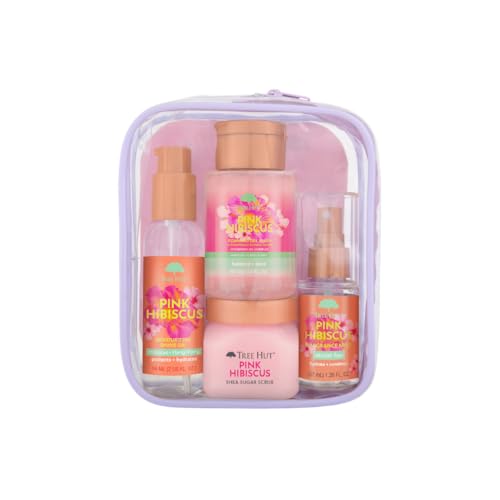 Tree Hut Pink Hibiscus Everything Shower Gift Set, 4 Piece Kit, Travel Size - Tree Hut Official Product View 1