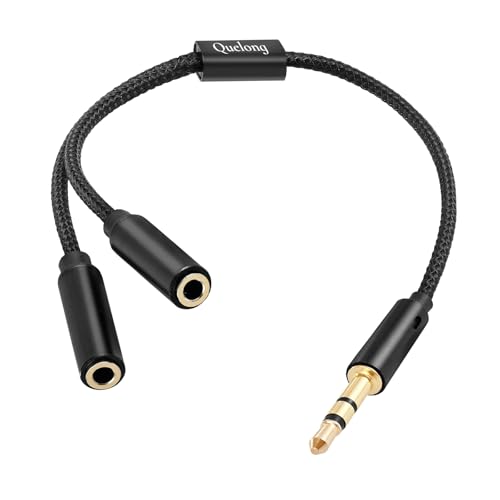 Quelong 1Pcs Headphone Splitter, Dual Headphone Nylon Braided Ext by Quelong - Angle View 1