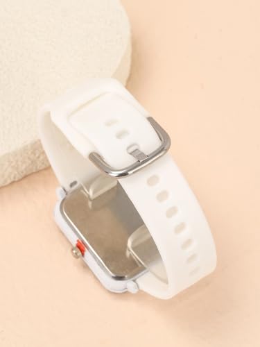 Square Arabic Numerals Analog Quartz Watch Silicone Strap Wrist - Product Imagery