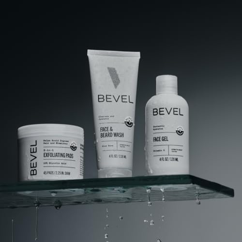 Bevel Skin Care Set, Includes Face Wash with Aloe Vera, Glycolic - Product Imagery
