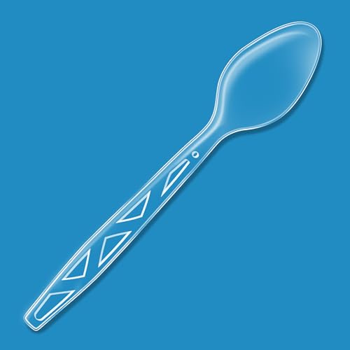 Amazon Basics Disposable Clear Plastic Spoons, Premium Quality, - Product Imagery