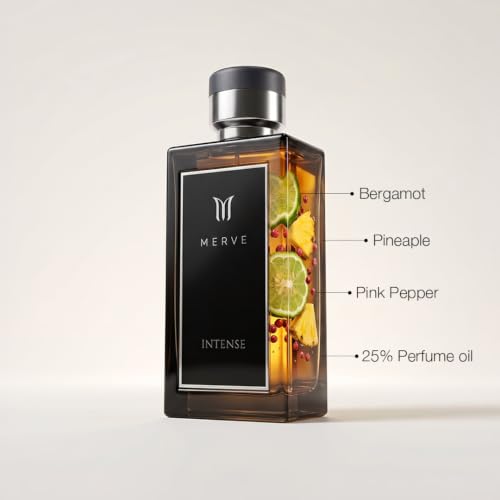 Merve Intense Perfume for Men 3.4 Oz Long Lasting EDP Bergamot - Product Imagery