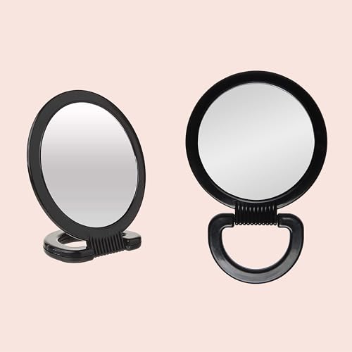 Diane Double-Sided Hand Mirror, 1X & 3X Magnification, 6" - Product Imagery