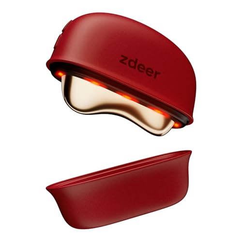GS5 Electric Heated Gua Sha Tool, Red Light Face Massager, Red - Product Imagery