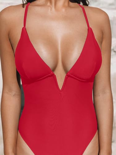 CUPSHE Women Swimsuit One Piece Deep V Neck V Wire Crossback - Product Imagery