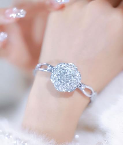 ADSBIAOYE Elegant Women's Watch Flower-Shaped Diamond flip - Product Imagery