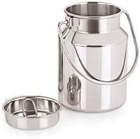 Stainless Steel Silver Color Milk Can, Ghee Pot Oil Canister - Product Imagery