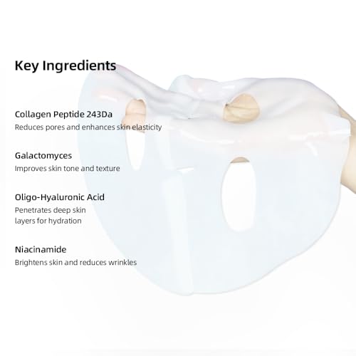 Collagen Face Mask 5 Pack, Korean Hydrating Sheet Mask for - Product Imagery