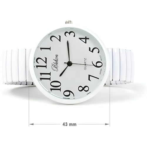 Geneva Super Large Stretch Watch Clear Number Easy Read (White) - Product Imagery
