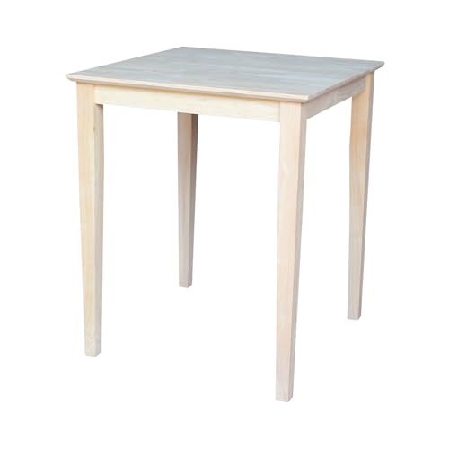 Solid Wood Top Dining Table, 36 Inch High, Unfinished - Product Imagery