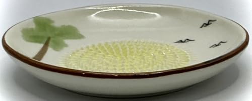 Premium Ceramic Garlic Grater Plate Set - Ocean and Palm Tree - Product Imagery
