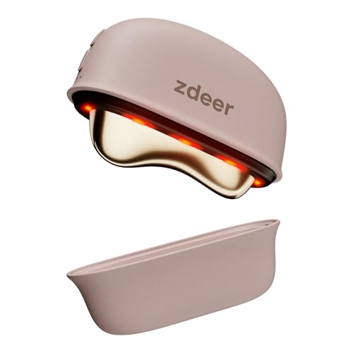 GS5 Electric Heated Gua Sha Tool, Red Light Face Massager, Pink - Product Imagery