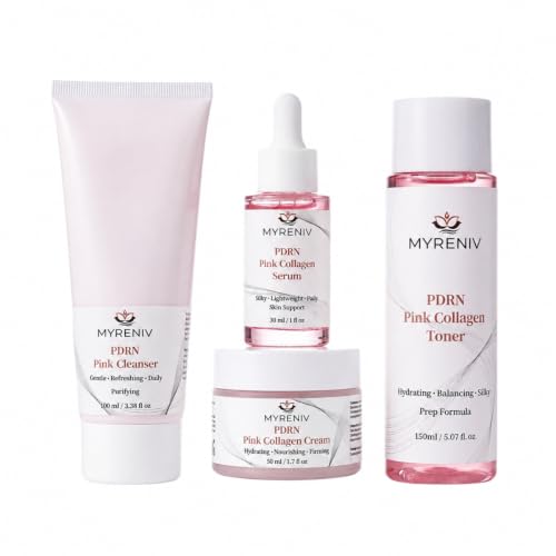 PDRN Pink Collagen 4‑Step Skincare Set – Cleanser, Toner, Serum - Product Imagery