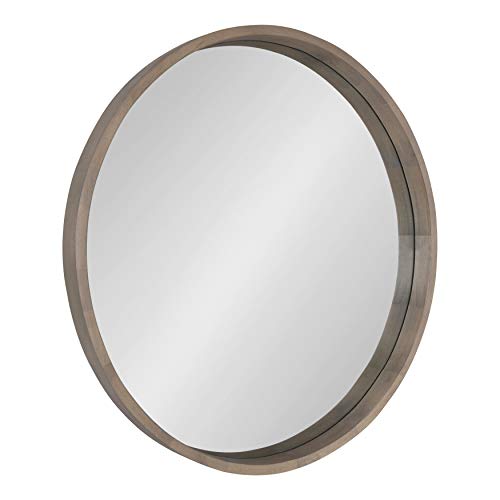 Kate and Laurel Hutton Round Decorative Wood Frame Wall Mirror, - Product Imagery