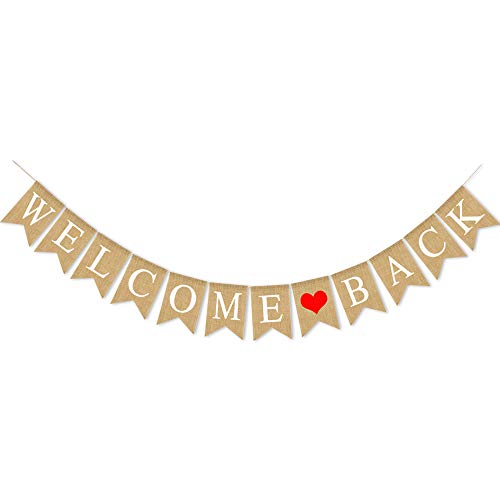 SWYOUN Burlap Welcome Back Banner Back to Home School Office - Product Imagery