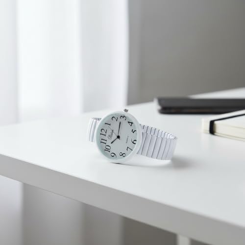 Geneva Super Large Stretch Watch Clear Number Easy Read (White) - Product Imagery