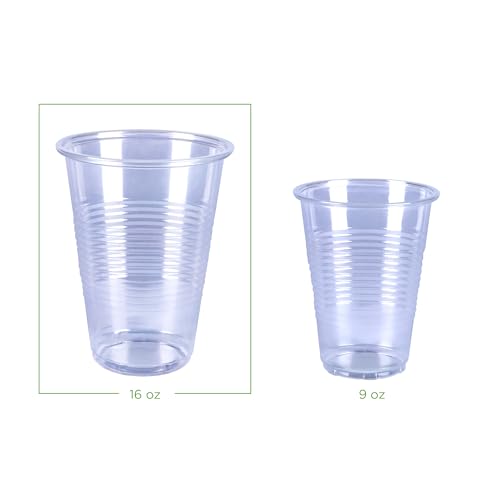 Amazon Basics Disposable Clear Plastic Cups for Cold Drinks, - Product Imagery