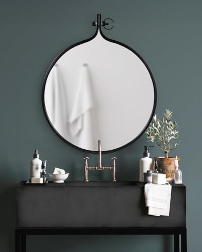 Kate and Laurel Yitro Round Industrial Modern Metal Framed Wall - Product Imagery