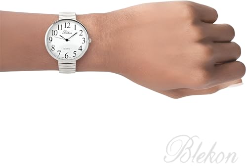 Geneva Super Large Stretch Watch Clear Number Easy Read (Silver) - Product Imagery