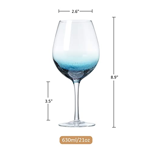 Joeyan Handmade Blue Crackle Wine Glasses,Crystal Wine Glass Cup - Product Imagery
