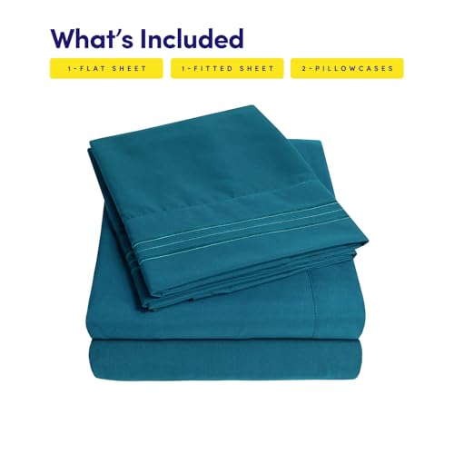 1500 Supreme Collection Queen Sheet Sets Teal - Luxury Hotel Bed - Product Imagery
