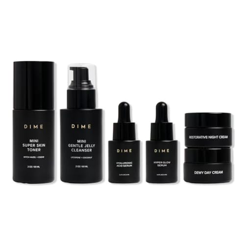 DIME Beauty The Works Discovery Set - 6-Piece Skincare Kit - Product Imagery