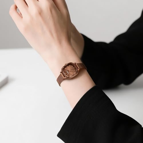 Reginald Women's Square Dress Watch with Mesh Band – Elegant - Product Imagery