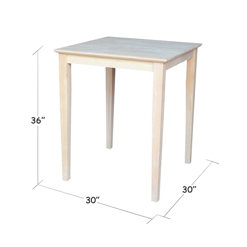 Solid Wood Top Dining Table, 36 Inch High, Unfinished - Product Imagery