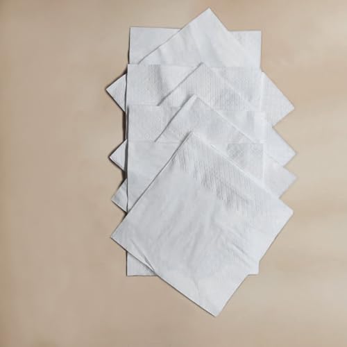 200 Count Napkins 2 Ply Plain White Beverage Napkins Disposable - Product Imagery