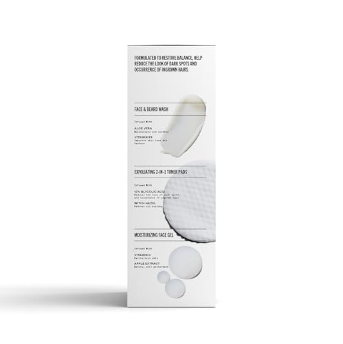Bevel Skin Care Set, Includes Face Wash with Aloe Vera, Glycolic - Product Imagery