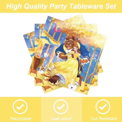 40Pcs Beauty and the Beast Party Supplies 20 plates, 20 napkins - Product Imagery