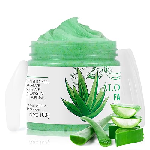 Aloe Vera Facial Scrub & Cleanser - Exfoliating Face Wash for - Product Imagery