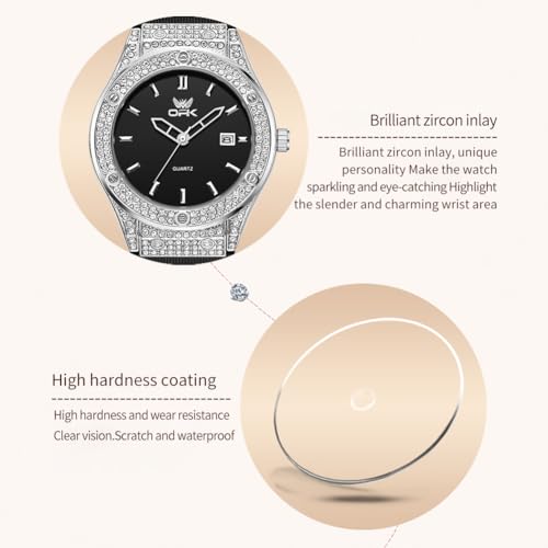 OPK Womens Rose Gold/Silver/Pink Bracelet Waterproof Luxury - Product Imagery