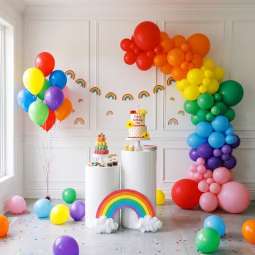 RUBFAC Rainbow Balloons 120pcs Party Balloons for Birthday - Product Imagery