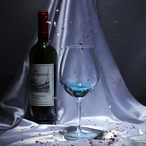 Joeyan Handmade Blue Crackle Wine Glasses,Crystal Wine Glass Cup - Product Imagery