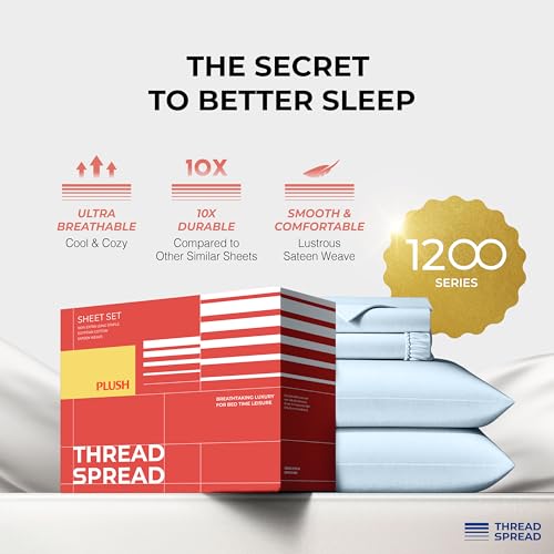 THREAD SPREAD 100% Egyptian Cotton Queen Sheets Set - 1200 - Product Imagery