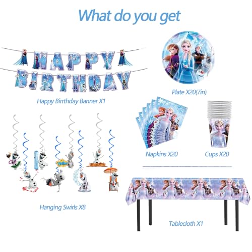 70 Psc Frozen Birthday Party Supplies Set, Pink Theme, with - Product Imagery