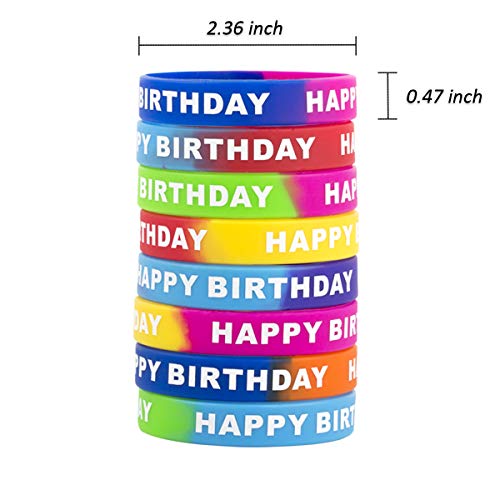 ARTLYMERS Happy Birthday Rubber Bracelets, 24pcs Silicone Wrist - Product Imagery