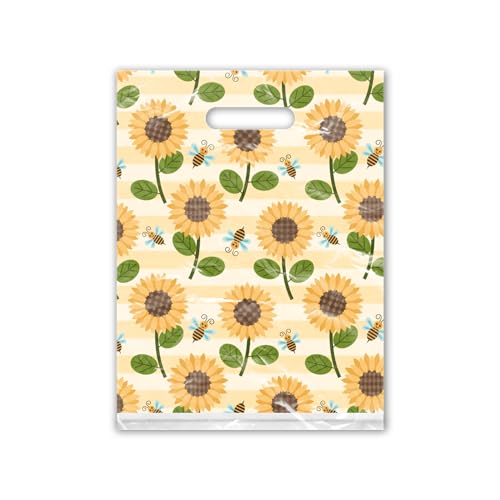 Sunflower & Bumble Bees Style with Die-Cut Handles, 9"x12" Pack - Product Imagery