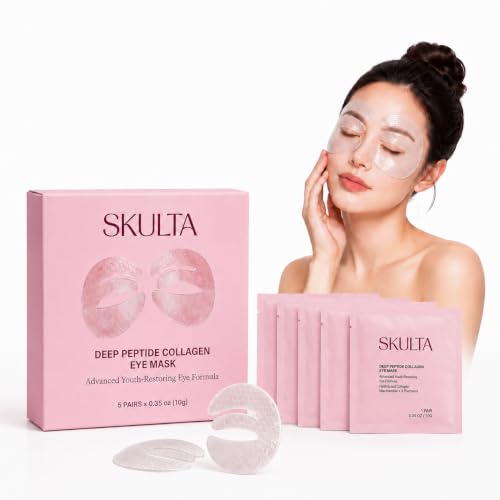 Deep Peptide Collagen Eye Mask, 3-Piece Full Eye Contour Patches, Collagen Eye Mask Patches for Under Eyes, Eyelids & Brow Area (5 Pairs) - SKULTA Official Product View 1