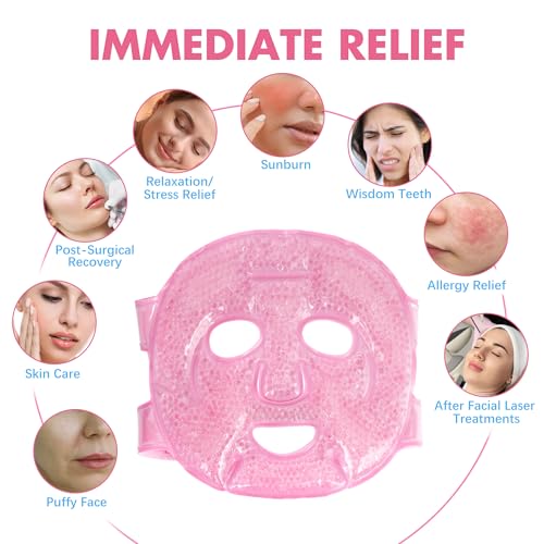 LotFancy Face Ice Pack, Reusable Ice Face Mask, Gel Bead Cold - Product Imagery