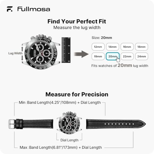 Fullmosa 12/14/16/18/19/20/21/22/24mm Quick Release Leather - Product Imagery