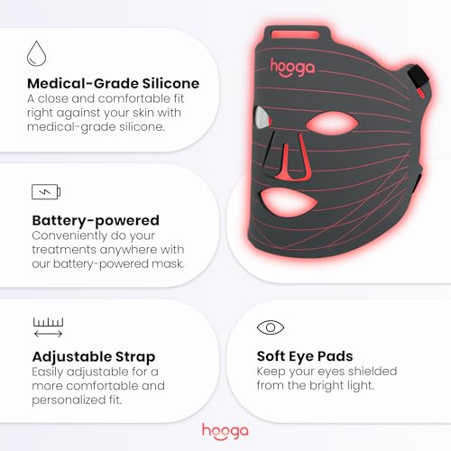 Hooga Red Light Therapy Mask – LED Face & Neck Light Therapy - Product Imagery