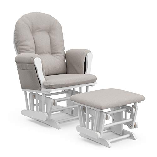 Storkcraft Premium Hoop Glider & Ottoman, White/Taupe Swirl - Product Imagery