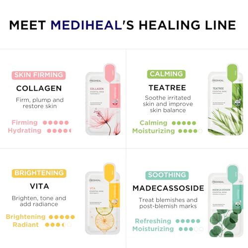 Mediheal Sheet Mask New Essential HERO 16 pack (Collagen, Tea - Product Imagery