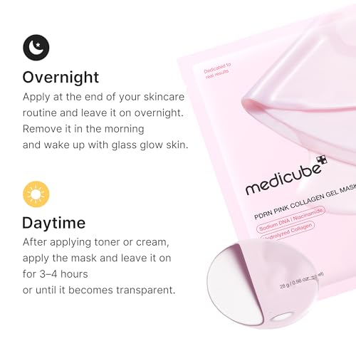 medicube Jelly Gel Mask with Salmon DNA PDRN Pink Collagen, 4EA - Product Imagery